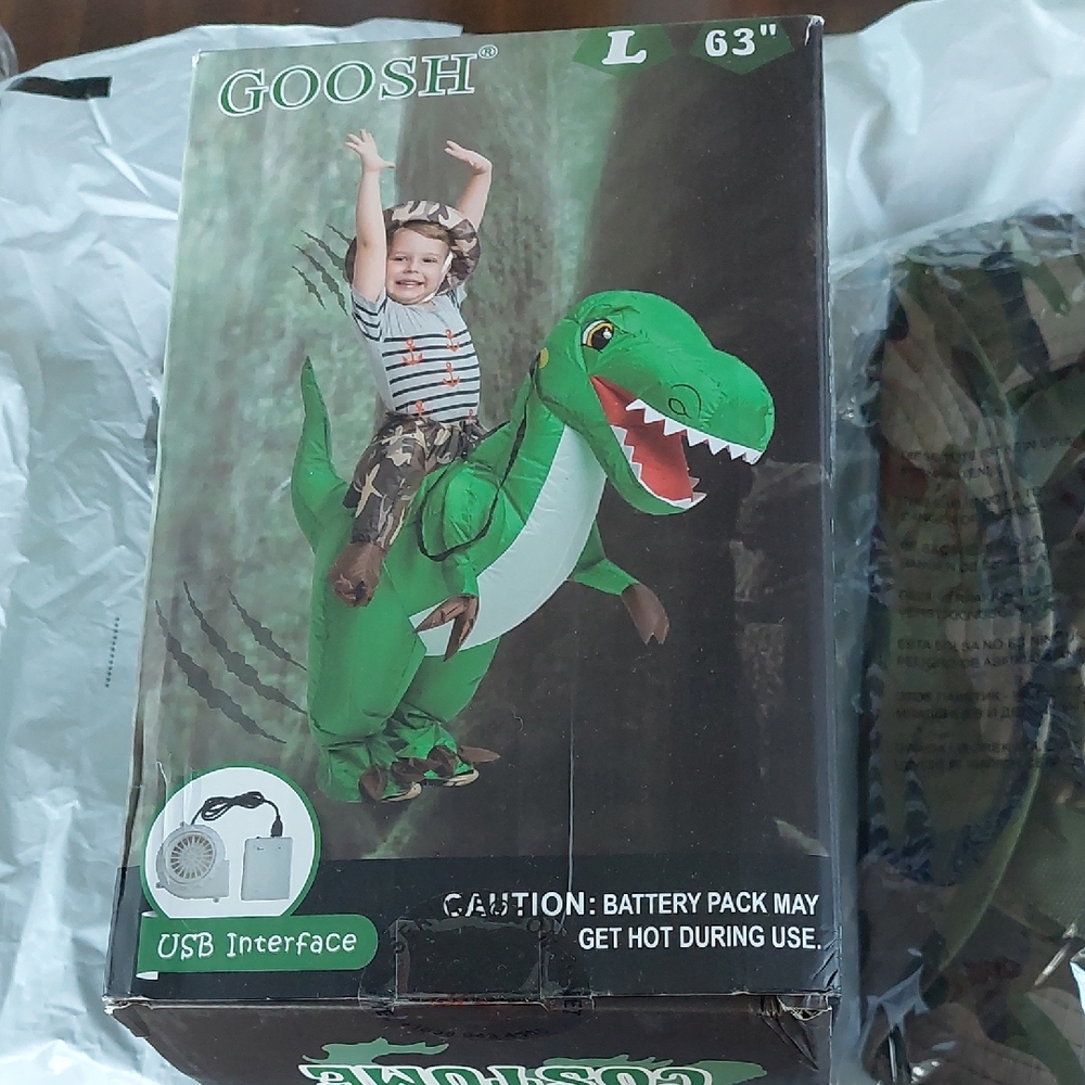 NIP dinosaur inflatable costume and safari hat
